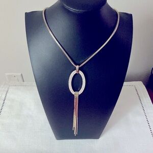 Oval Rhinestone Pendant Necklace